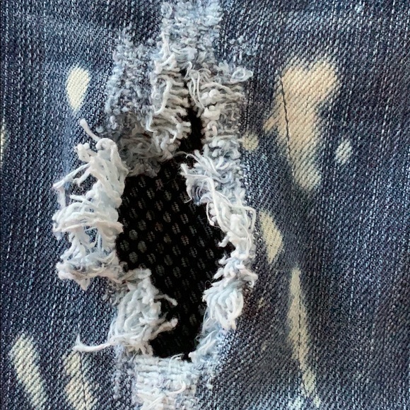 Bebe Destroyed Bleached Jeans With Stones & Mesh - Picture 5 of 8
